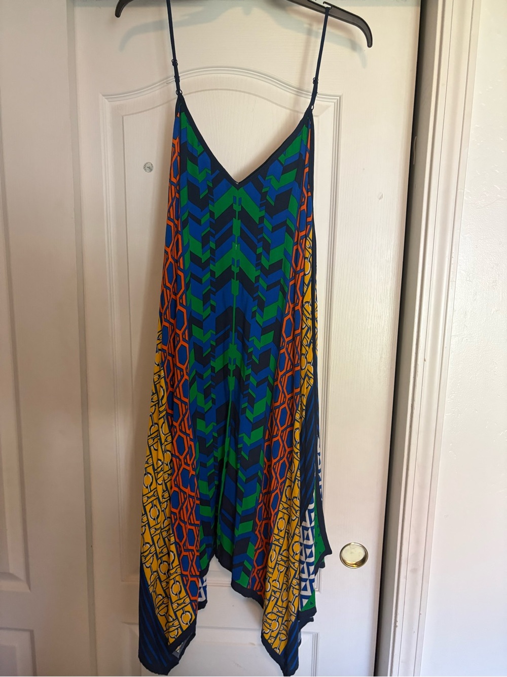 Jealous Tomato Blue Green Orange Yellow Asymmetrical Slip Dress